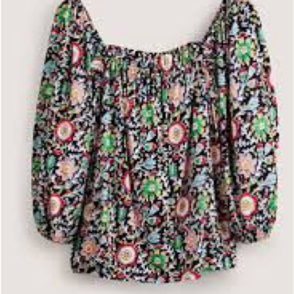 NWT Boden Jersey Top Size 2 Square Neck Swing Floral Milk Maid